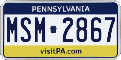 PA license plate MSM2867