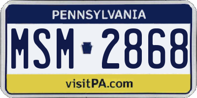 PA license plate MSM2868