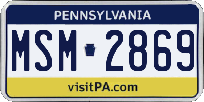 PA license plate MSM2869
