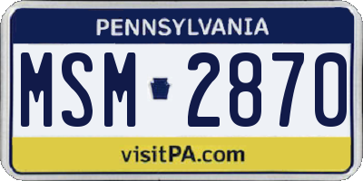 PA license plate MSM2870