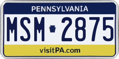 PA license plate MSM2875