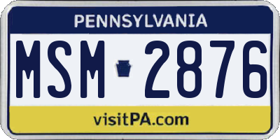 PA license plate MSM2876