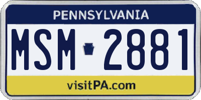 PA license plate MSM2881