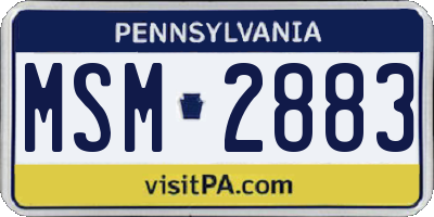 PA license plate MSM2883