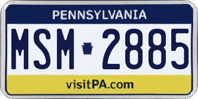 PA license plate MSM2885