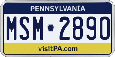 PA license plate MSM2890