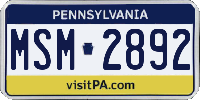 PA license plate MSM2892
