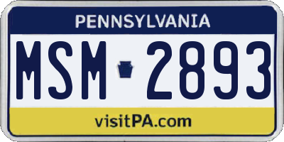 PA license plate MSM2893
