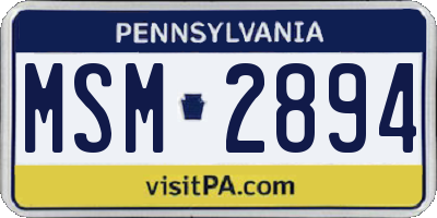 PA license plate MSM2894