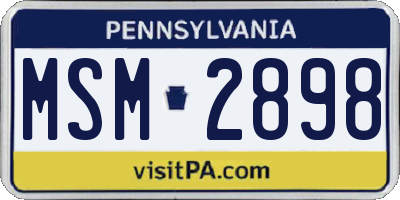 PA license plate MSM2898