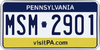 PA license plate MSM2901