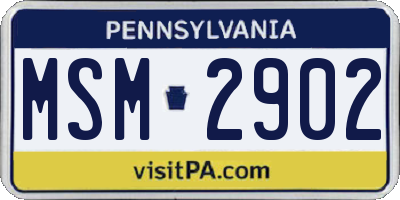 PA license plate MSM2902