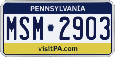 PA license plate MSM2903