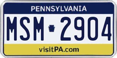 PA license plate MSM2904
