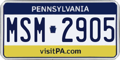 PA license plate MSM2905