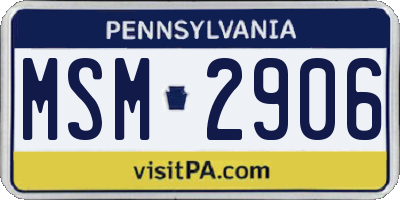 PA license plate MSM2906