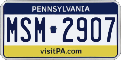 PA license plate MSM2907