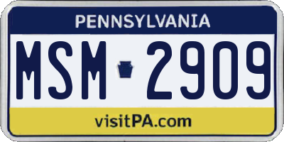 PA license plate MSM2909