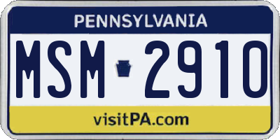 PA license plate MSM2910