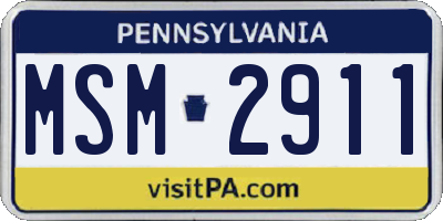 PA license plate MSM2911