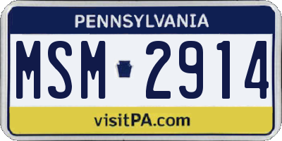 PA license plate MSM2914