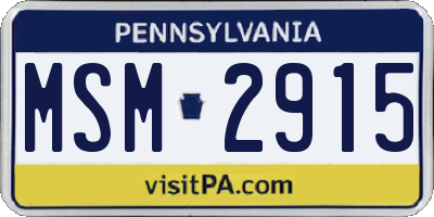 PA license plate MSM2915