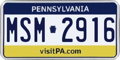 PA license plate MSM2916
