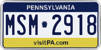PA license plate MSM2918
