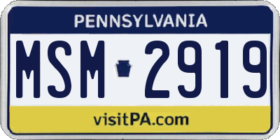PA license plate MSM2919