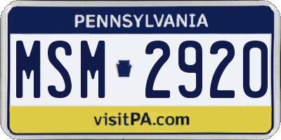 PA license plate MSM2920