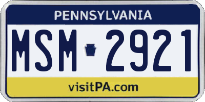 PA license plate MSM2921