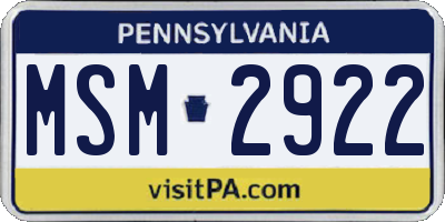 PA license plate MSM2922