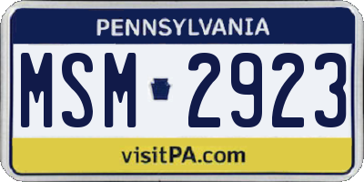 PA license plate MSM2923