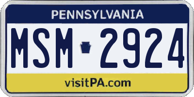 PA license plate MSM2924