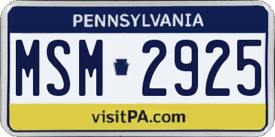 PA license plate MSM2925