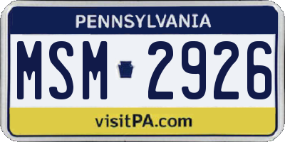 PA license plate MSM2926