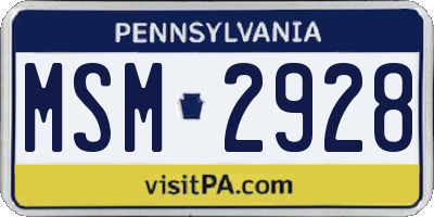 PA license plate MSM2928