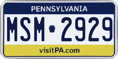 PA license plate MSM2929
