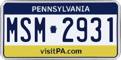 PA license plate MSM2931