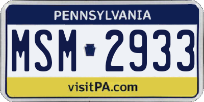 PA license plate MSM2933