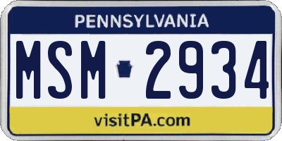 PA license plate MSM2934