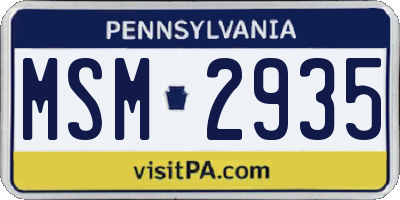 PA license plate MSM2935