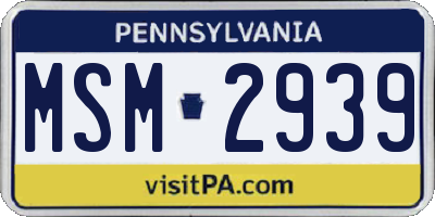 PA license plate MSM2939