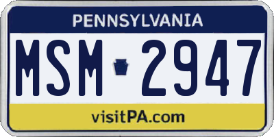 PA license plate MSM2947
