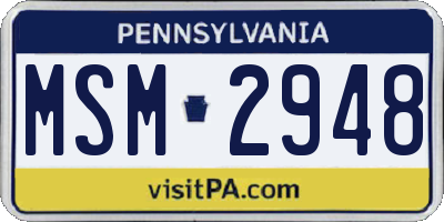 PA license plate MSM2948