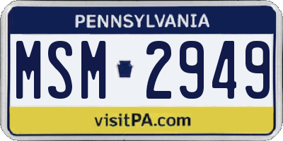 PA license plate MSM2949