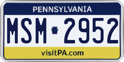 PA license plate MSM2952