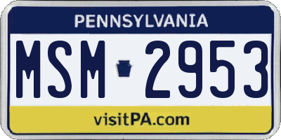 PA license plate MSM2953