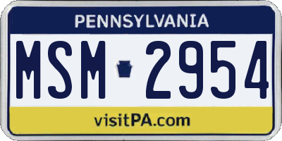 PA license plate MSM2954