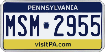 PA license plate MSM2955